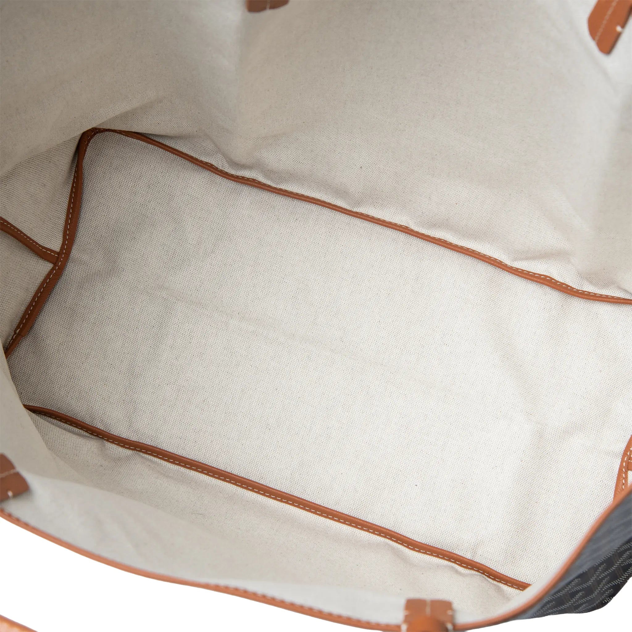 Inside View of Goyard Saint Louis GM Tote Bag Black Tan